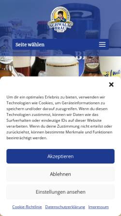 Vorschau der mobilen Webseite www.schwalmbraeu.de, Brauerei Fr. Haaß KG