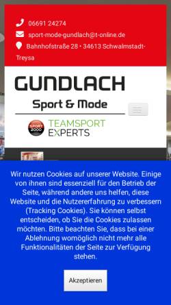 Vorschau der mobilen Webseite www.sport-mode-gundlach.de, Gundlach Sport & Mode