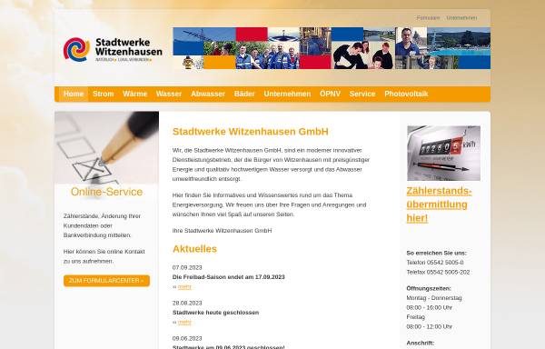 Vorschau von www.stadtwerke-witzenhausen.de, Stadtwerke Witzenhausen GmbH