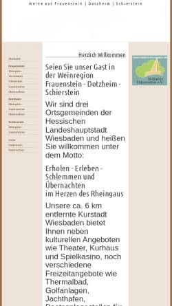 Vorschau der mobilen Webseite weindorf-frauenstein.de, Weinregion Frauenstein, Dotzheim, Schierstein