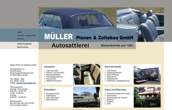 Vorschau von www.autosattler.net, Müller Planen & Zeltebau GmbH