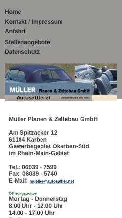 Vorschau der mobilen Webseite www.autosattler.net, Müller Planen & Zeltebau GmbH