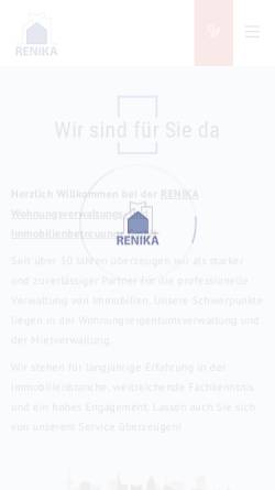 Vorschau der mobilen Webseite www.renika.de, Renika Wohnungsverwaltungs- und Immobilienbetreuungsgesellschaft mbH