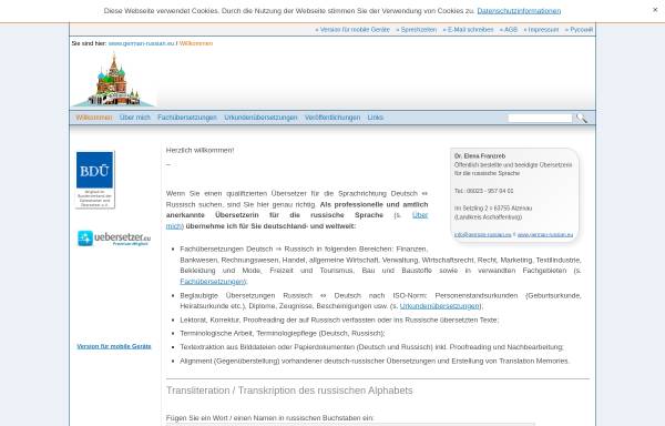 Vorschau von www.german-russian.eu, Dr. Elena Franzreb - Öffentlich bestellte und beeidigte Übersetzerin für die russische Sprache