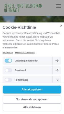 Vorschau der mobilen Webseite www.kinderfarm-of.de, Kinder- und Jugendfarm e.V.