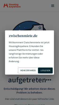 Vorschau der mobilen Webseite www.zwischenmiete.de, Mitwohnzentrale Darmstadt