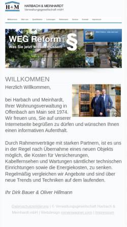 Vorschau der mobilen Webseite www.harbach-meinhardt.de, Verwaltungsgesellschaft Harbach & Meinhardt mbH
