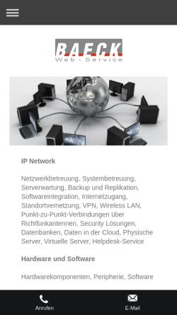 Vorschau der mobilen Webseite www.baeck.de, Baeck Web-Service