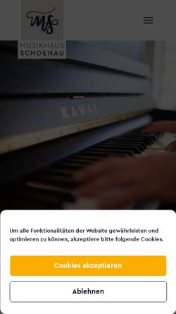 Vorschau der mobilen Webseite www.musik-schoenau.de, Musikhaus Schoenau