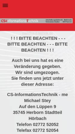 Vorschau der mobilen Webseite www.cs-it-technik.de, CS-Informationstechnik