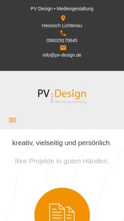 Vorschau der mobilen Webseite www.pv-design.de, PV Design - Patrick Volland
