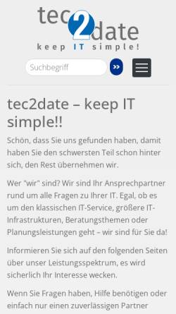 Vorschau der mobilen Webseite www.tec2date.de, Tec2date GmbH