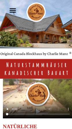 Vorschau der mobilen Webseite www.original-kanada-blockhaus.de, Charlie Manz, OCB-Original Canada Blockhaus
