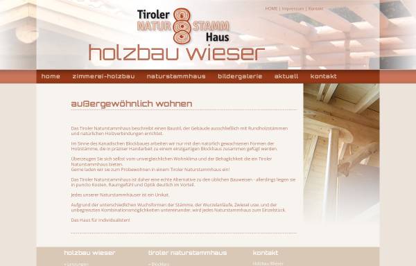 Vorschau von www.tiroler-naturstammhaus.at, Tiroler Naturstammhaus - Holzbau Wieser, Inh. Christian Wieser