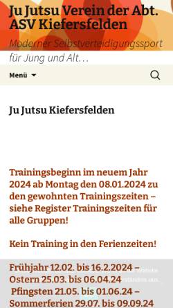 Vorschau der mobilen Webseite www.ju-jutsu-kiefersfelden.de, ASV Kiefersfelden; Abteilung Ju Jutsu