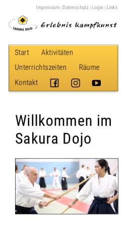 Vorschau der mobilen Webseite www.sakura-dojo.de, Sakura Dojo Saarbrücken