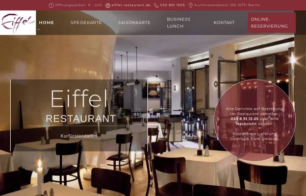 Vorschau von www.eiffel-berlin.de, Eiffel Restaurant