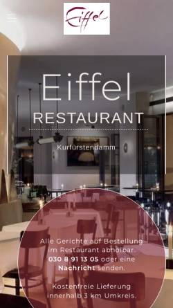 Vorschau der mobilen Webseite www.eiffel-berlin.de, Eiffel Restaurant