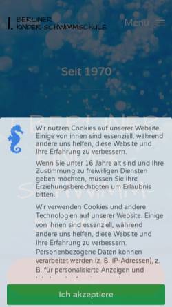 Vorschau der mobilen Webseite www.kinderschwimmkurse.de, 1. Berliner Kinder-Schwimmschule