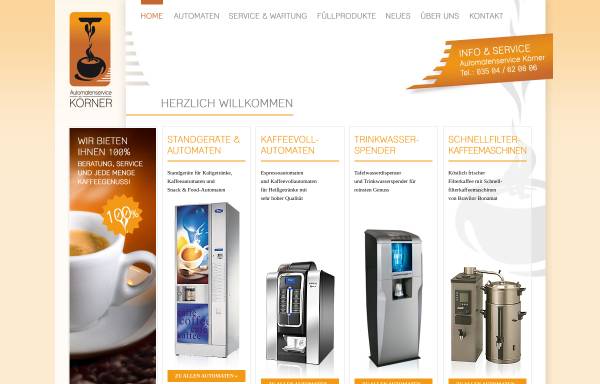 Vorschau von www.automatenservice-koerner.de, Automatenservice für Kalt- und Heißgetränkeautomaten