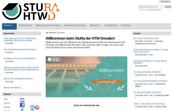 Vorschau von www.stura.htw-dresden.de, Studentenrat der Hochschule für Technik und Wirtschaft