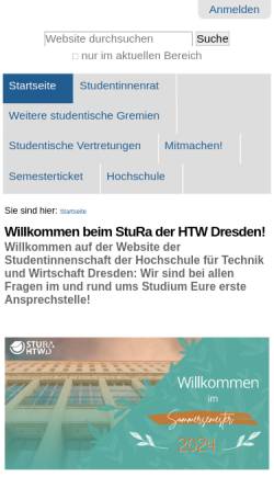Vorschau der mobilen Webseite www.stura.htw-dresden.de, Studentenrat der Hochschule für Technik und Wirtschaft