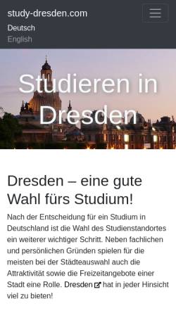 Vorschau der mobilen Webseite study-dresden.com, Studieren in Dresden