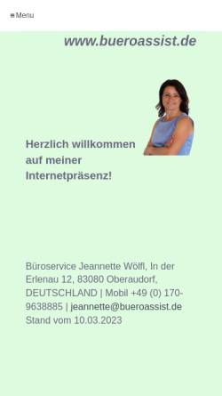Vorschau der mobilen Webseite www.bueroassist.de, Büroservice Jeannette Degner