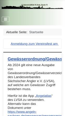 Vorschau der mobilen Webseite www.angeln-weiss-gruen.de, Anglerverein Weiß/Grün '49