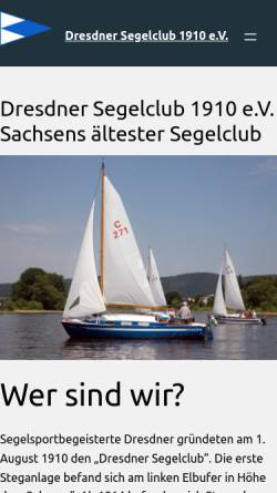 Vorschau der mobilen Webseite www.dsc1910.de, Dresdner Segelclub 1910 e.V.