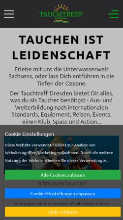 Vorschau der mobilen Webseite www.tauchtreffdd.de, Tauchtreff
