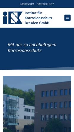 Vorschau der mobilen Webseite www.iks-dresden.de, Institut für Korrosionsschutz