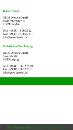 Vorschau der mobilen Webseite www.geos-dresden.de, GEOS Dresden GmbH