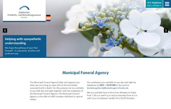Vorschau von www.bestattungen-dresden.de, Städtisches Friedhofs- und Bestattungswesen
