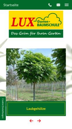 Vorschau der mobilen Webseite www.baumschule-dresden.de, Gartenbaumschule Lux