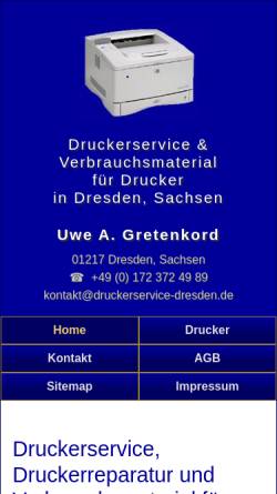 Vorschau der mobilen Webseite www.druckerservice-dresden.de, Druckerservice Uwe A. Gretenkord