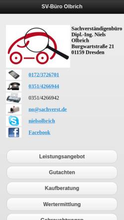 Vorschau der mobilen Webseite www.sachverst.de, Sachverständigenbüro Olbrich