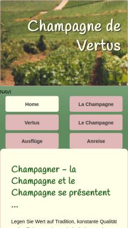 Vorschau der mobilen Webseite www.champagne-vertus.de, Antje Wieland - Champagne de Vertus