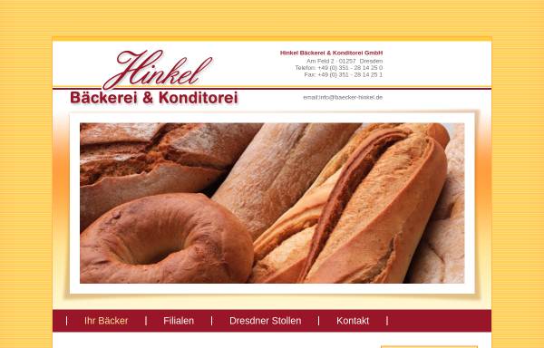 Vorschau von www.baecker-hinkel.de, Bäckerei & Konditorei Hinkel GmbH