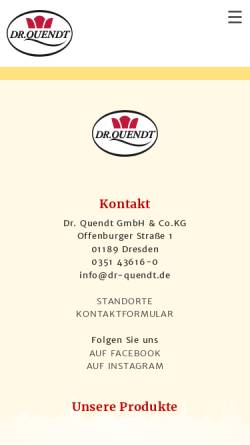 Vorschau der mobilen Webseite www.dr-quendt.de, Dr. Quendt Backwaren GmbH