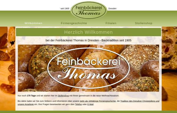 Vorschau von www.baeckerei-thomas.de, Feinbäckerei Mario Thomas
