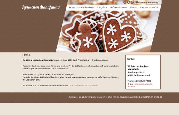 Vorschau von www.lebkuchen-manufaktur.eu, Lebkuchen-Manufaktur Woletz