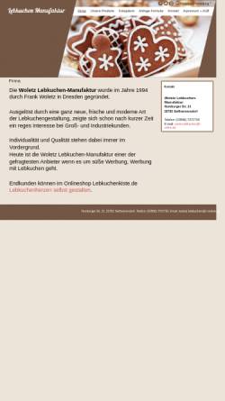Vorschau der mobilen Webseite www.lebkuchen-manufaktur.eu, Lebkuchen-Manufaktur Woletz