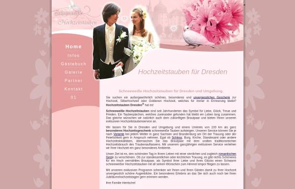 Vorschau von www.hochzeitstauben-dresden.de, Hochzeitstaubenservice Hentschel