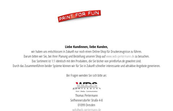 Vorschau von www.printforfun.de, PRINT FOR FUN c/o WDS Pertermann GmbH