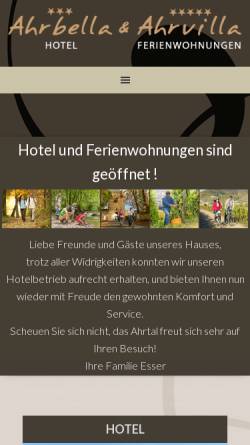 Vorschau der mobilen Webseite ahrbella.de, Hotel Ahrbella und Ahrvilla