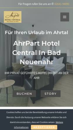 Vorschau der mobilen Webseite www.hotel-central-lentz.de, Hotel Central Garni