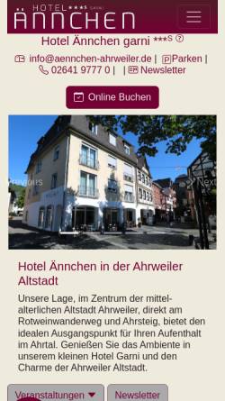Vorschau der mobilen Webseite aennchen-ahrweiler.de, Hotel 