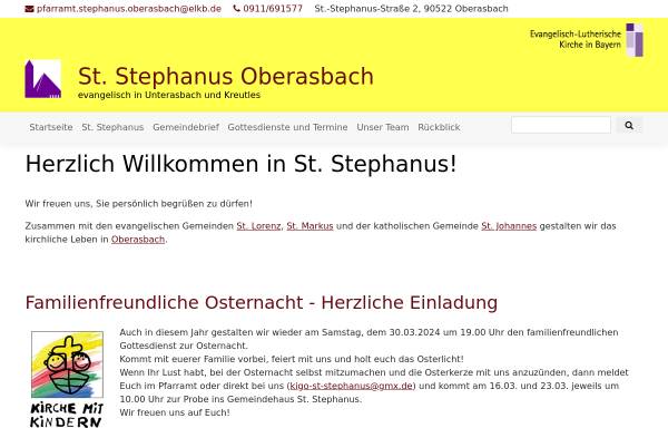 Vorschau von www.st-stephanus-oberasbach.de, Evangelisch-Lutherische Kirchengemeinde St. Stephanus