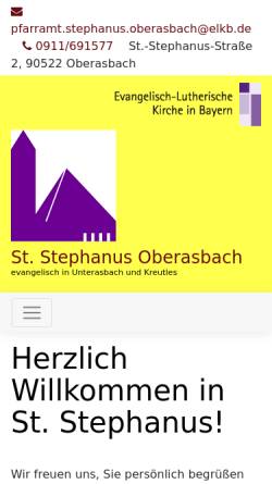 Vorschau der mobilen Webseite www.st-stephanus-oberasbach.de, Evangelisch-Lutherische Kirchengemeinde St. Stephanus